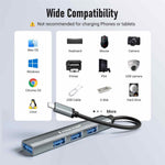 LEMORELE TC57 Portable USB-C Hub 4-Port USB 3.0 Splitter Adapter for Laptop Expansion Dock
