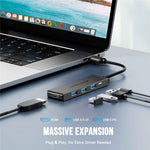 LEMORELE TC22L 5 in 1 USB-C Hub PD 100W Charging 4K / 30Hz HD 3x USB 3.0 Expansion Dock