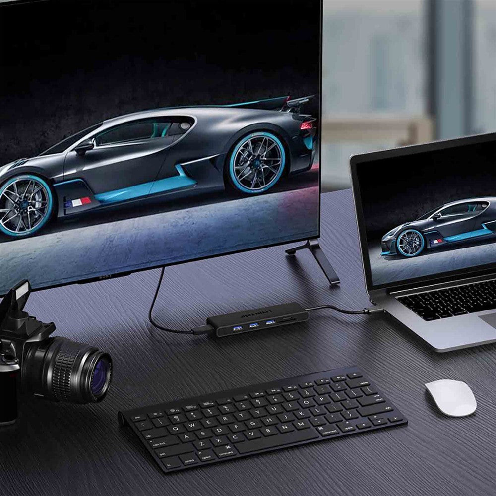 LEMORELE TC23L 6 in 1 USB-C Hub 4K HD 3x USB3.0 Docking Station SD / TF Card Reader