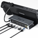 LEMORELE X23L 6-i-1 dockningsstation för Steam Deck / Nintendo Switch / Asus ROG Ally (2023) PD 100W laddningsbar 4K / 30Hz HD Ethernet-hub