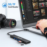 LEMORELE TC90 7 in 1 USB-C Hub PD 100W Fast Charging 4K HD 3x USB 3.0 Dock SD TF Card Reader