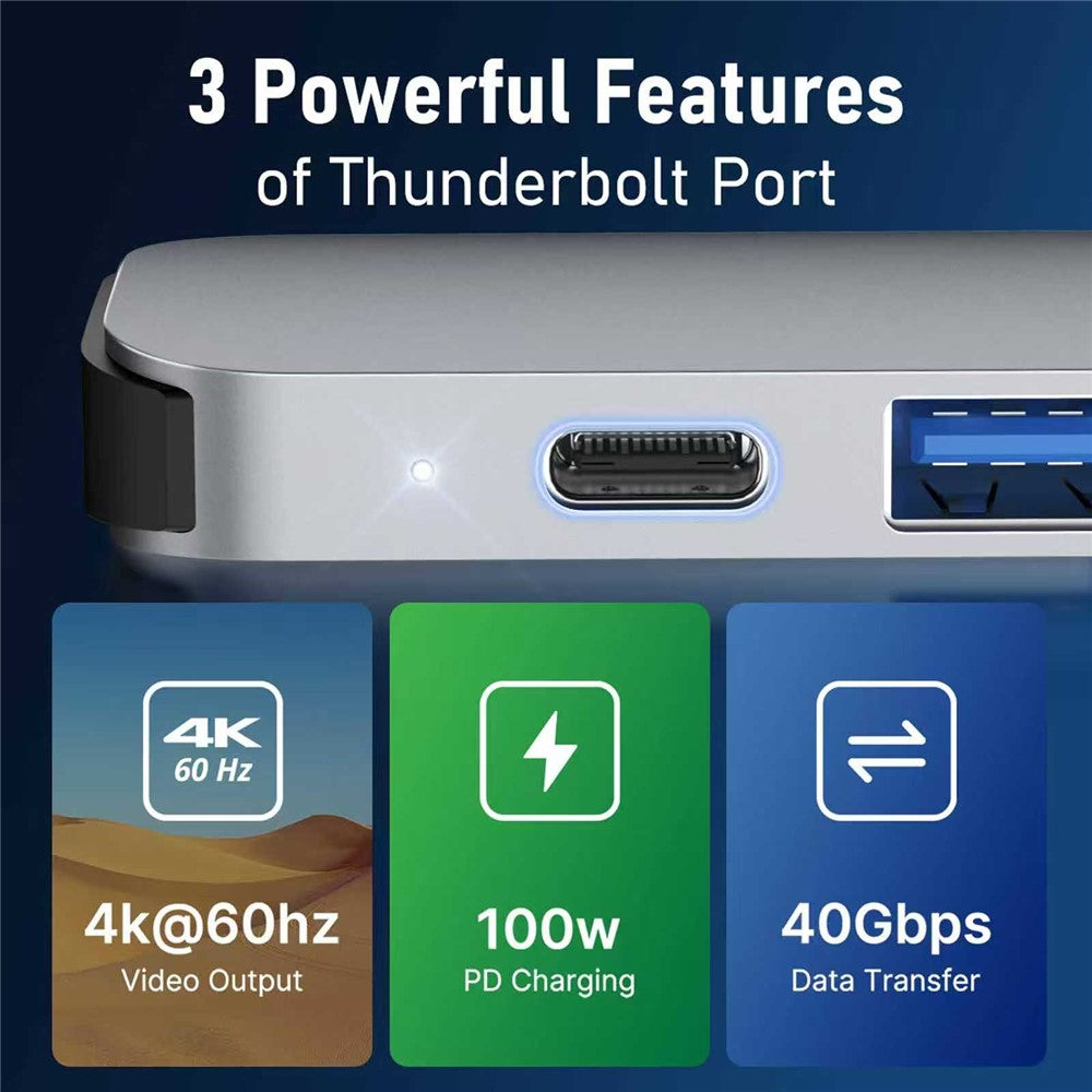 LEMORELE TC52 7-i-1 USB-C Hub PD 100W Opladning 4K / 60Hz HD Dockingstation til MacBook SD / TF Kortlæser