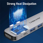 LEMORELE TC52 7-i-1 USB-C Hub PD 100W Opladning 4K / 60Hz HD Dockingstation til MacBook SD / TF Kortlæser