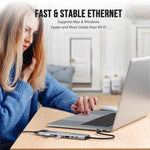LEMORELE TC19L 8 in 1 USB-C Hub PD 65W Charging 4K HD Gigabit Ethernet Expansion Dock SD / TF Card Reader