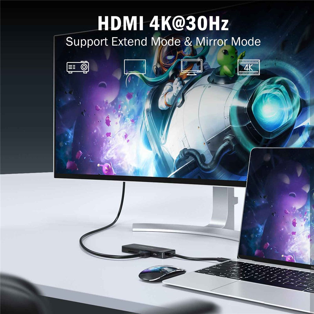 LEMORELE TC92 9 in 1 USB-C Hub PD 100W Fast Charging 4K HD USB 3.0 Docking Station SD / TF Card Reader