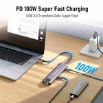 LEMORELE TC65L 11-i-1 USB-C-hub, Gigabit RJ45, dobbelt HD 4K, PD 100W, hurtigopladningskortlæser og dockingstation til MacBook-bærbar computer