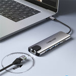 LEMORELE TC39 9 in 1 USB-C Hub Docking Station, RJ-45 Ethernet + 4K HD + Dual USB-C + SD + TF + 3 USB 3.0 + Type-C PD