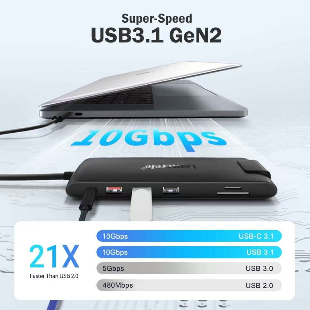 LEMORELE TC96 13-i-1 USB-C Hub Dockingstation Gigabit Ethernet Tredobbelt Skærm 4K HD VGA til Bærbar til Erhverv