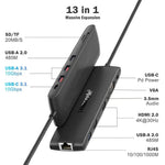 LEMORELE TC96 13-i-1 USB-C Hub Dockingstation Gigabit Ethernet Tredobbelt Skærm 4K HD VGA til Bærbar til Erhverv