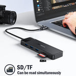 LEMORELE TC94 10-in-1 USB-C Hub Type-C to Dual HD+VGA+USB 3.0x2+USB 2.0+3.5mm Audio+Type-C PD 100W Fast Charging SD TF Card Reader Converter for Laptop