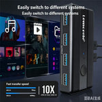 LEMORELE H5 USB 3.0 Switch Hub 5Gbps 2 Input 4 Output Dual-Host Sharing Switcher for Office
