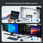 LEMORELE H5 USB 3.0 Switch Hub 5Gbps 2 Input 4 Output Dual-Host Sharing Switcher for Office