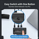 LEMORELE H5 USB 3.0 Switch Hub 5Gbps 2 Input 4 Output Dual-Host Sharing Switcher for Office