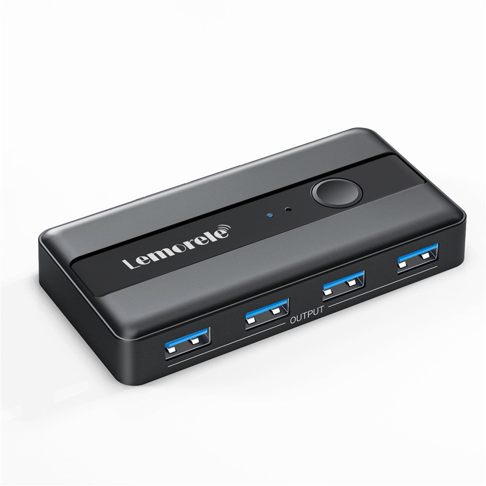 LEMORELE H5 USB 3.0 Switch Hub 5Gbps 2 Input 4 Output Dual-Host Sharing Switcher for Office