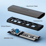 LEMORELE SD1L M.2 NVMe SATA Dual Protocol SSD Enclosure 10Gbps USB3.1 Gen2 Aluminum Alloy Portable Hard Drive Case