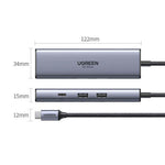 UGREEN CM512-45000 6-i-1 USB-C Hub Dockingstation med PD 100W Hurtigopladning 4K / 60Hz HD-udgang Gigabit Ethernet-adapter