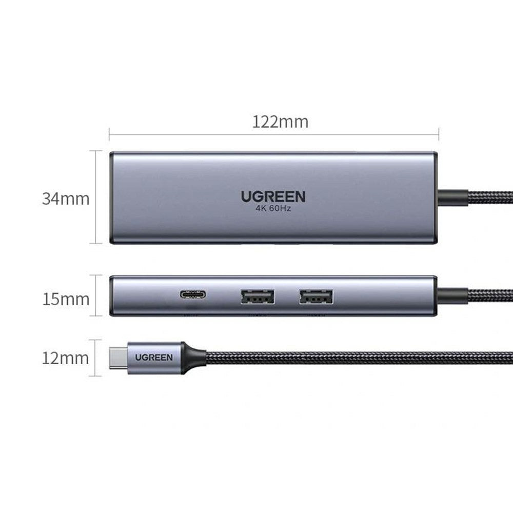UGREEN CM512-45000 6-i-1 USB-C Hub Dockingstation med PD 100W Hurtigopladning 4K / 60Hz HD-udgang Gigabit Ethernet-adapter
