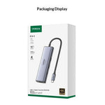 UGREEN CM512-45000 6-i-1 USB-C Hub Dockingstation med PD 100W Hurtigopladning 4K / 60Hz HD-udgang Gigabit Ethernet-adapter