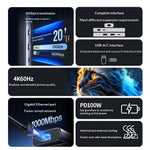 UGREEN CM512-45000 6-i-1 USB-C Hub Dockingstation med PD 100W Hurtigopladning 4K / 60Hz HD-udgang Gigabit Ethernet-adapter