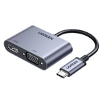 UGREEN 50505 4-i-1-hub USB-C til 4K / 30Hz HD VGA USB 3.0 PD 100W hurtigopladningsadapter