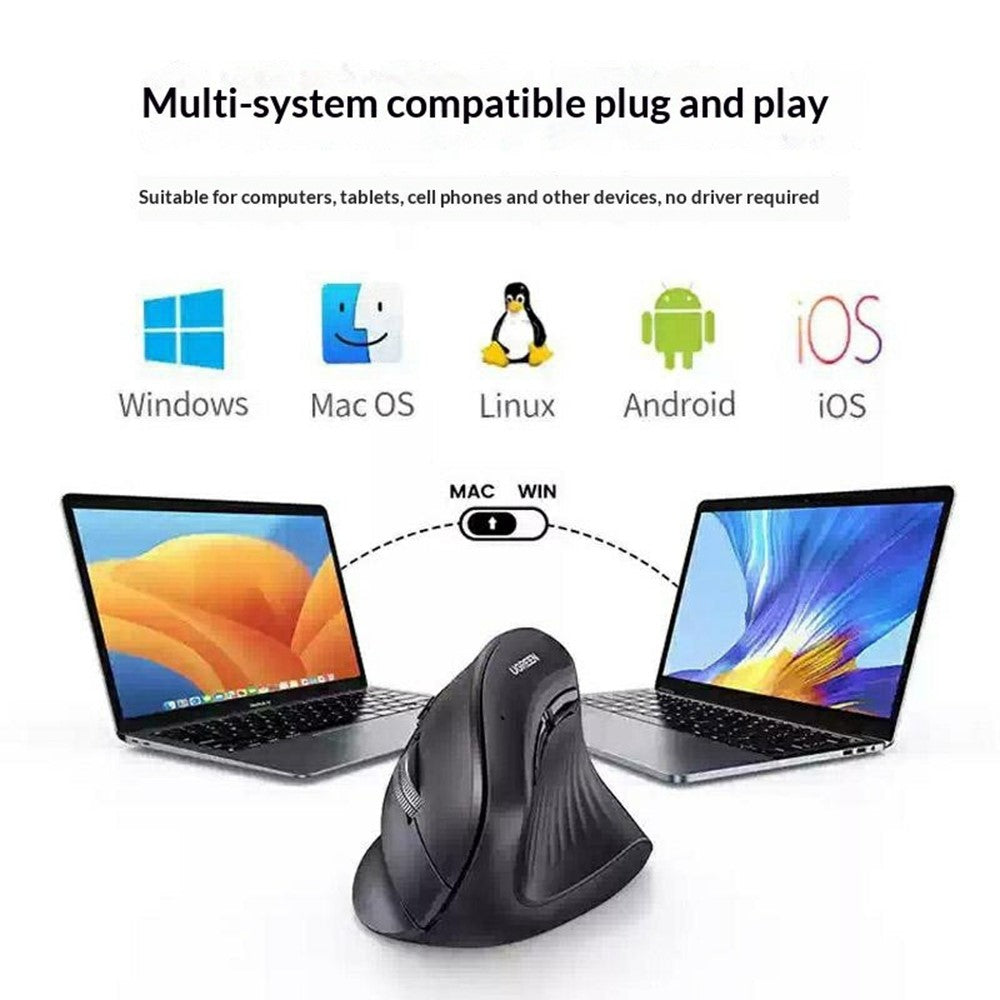 UGREEN MU008 45388 Vertical Ergonomic Mouse Bluetooth-compatible / 2.4G Dual Mode 4000DPI Wireless Mouse