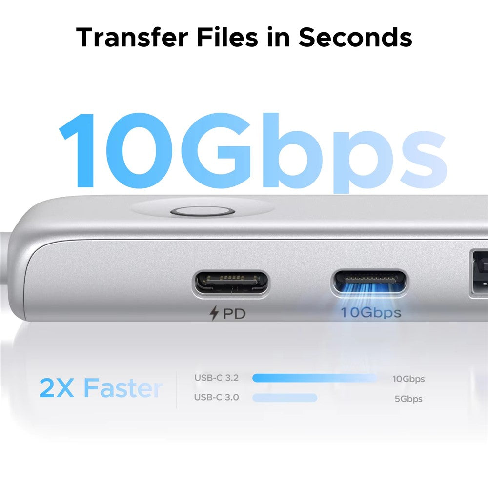 UGREEN U601 95189 5-i-1 USB-C Hub 4K / 60Hz HD PD 100W Hurtig Opladning USB 3.2 Gen2 10Gbps Type-C Dockingstation til MacBook Bærbar Computer