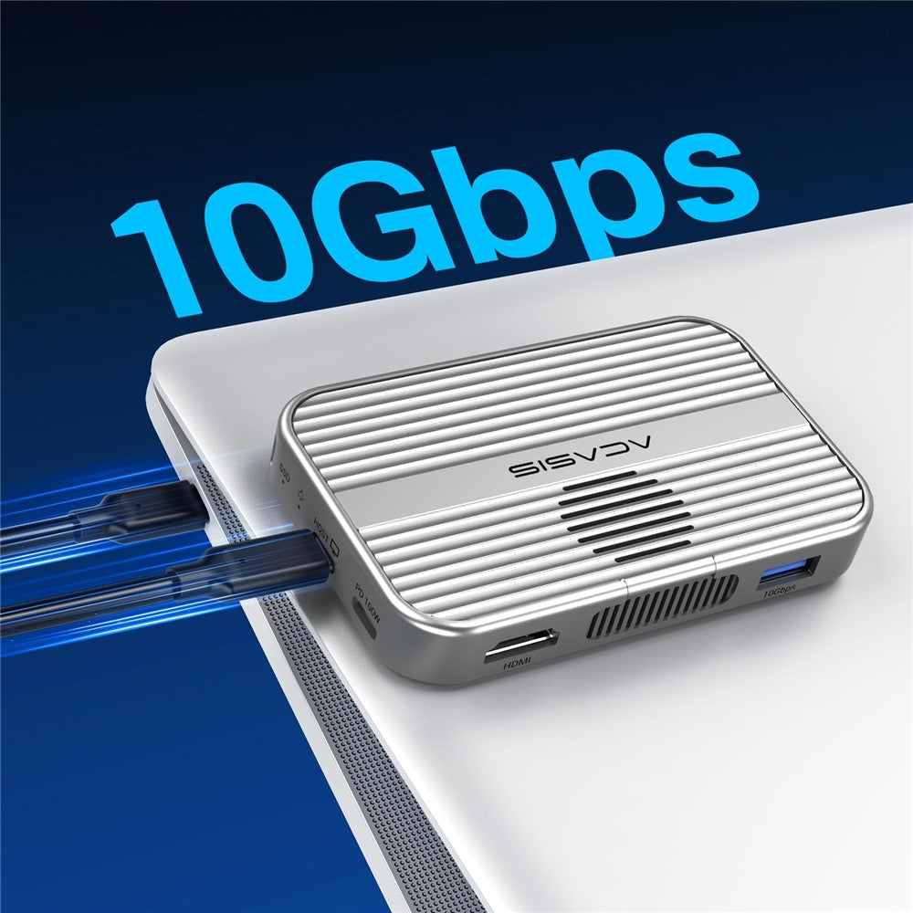 ACASIS EC-1401 10 Gbps Magnetisk M.2 NVMe SSD-kabinet 6-i-1 USB-C Dockingstation med Køleventilator