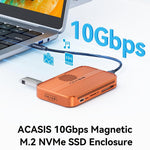 ACASIS EC-1401 10 Gbps Magnetisk M.2 NVMe SSD-kabinet 6-i-1 USB-C Dockingstation med Køleventilator