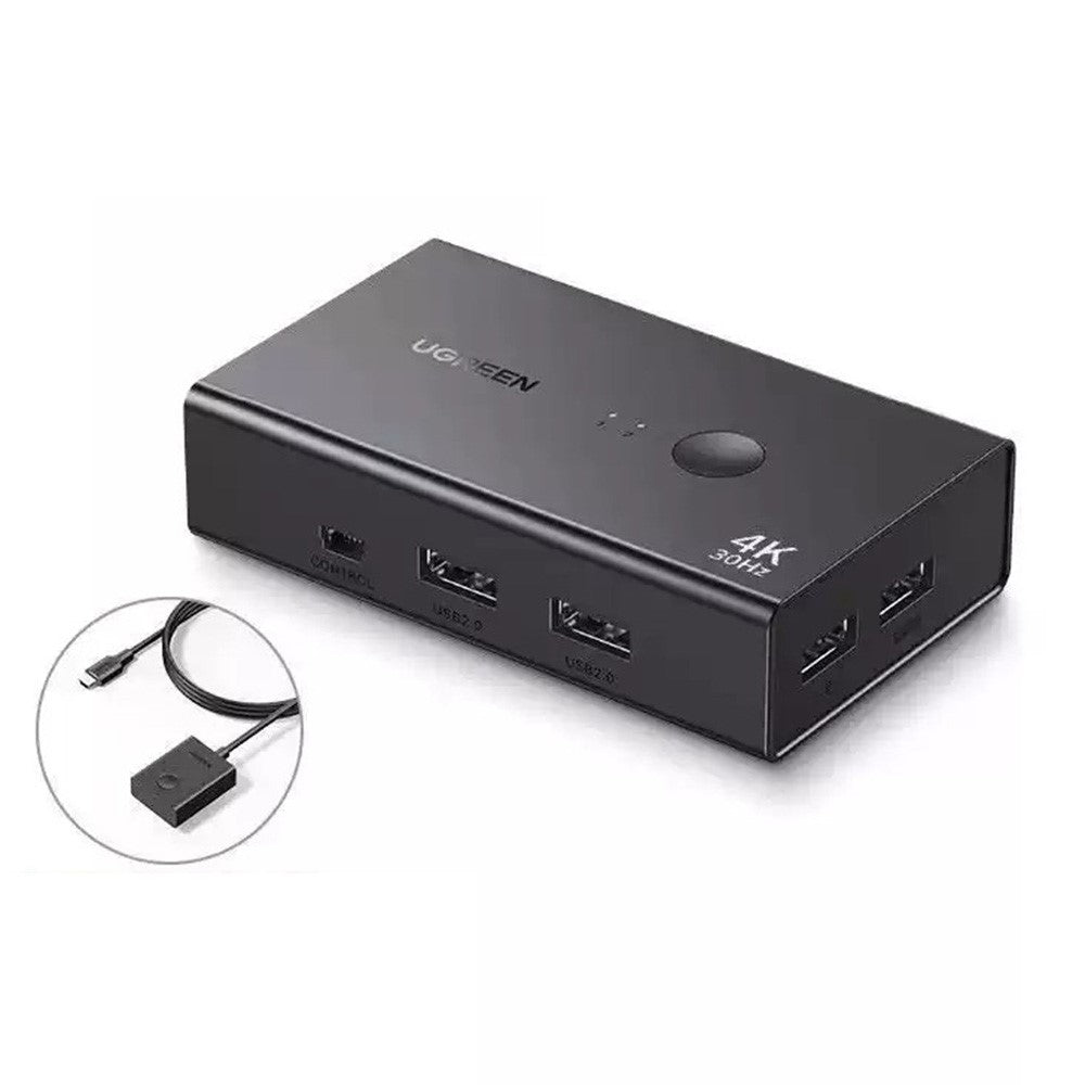 UGREEN CM607 90809 4K 30Hz HD KVM Switch 2 In 1 Out with Desktop Controller for Dual PC Share