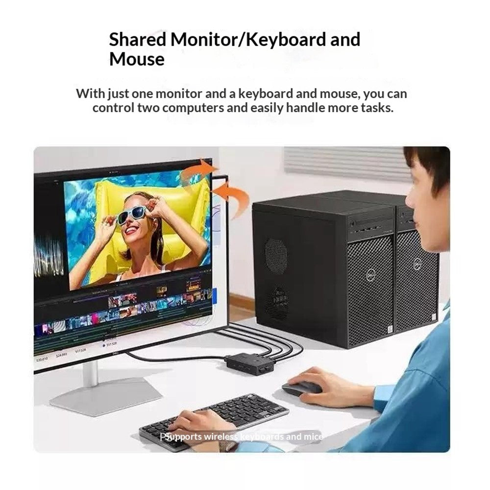 UGREEN CM607 90809 4K 30Hz HD KVM Switch 2 In 1 Out with Desktop Controller for Dual PC Share