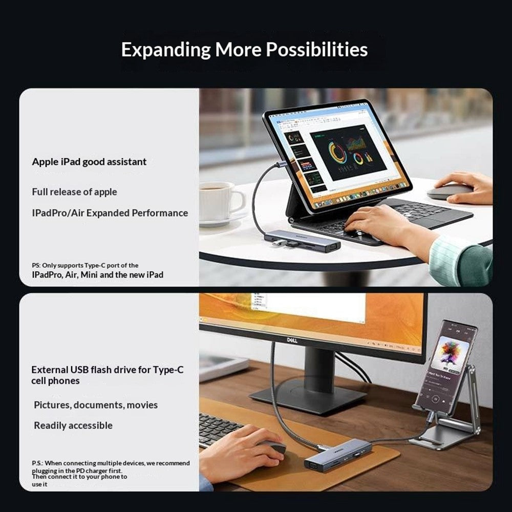 UGREEN 15601 Docking Station 10-in-1 USB-C Hub with HD VGA SD/TF Card Reader PD 100W Fast Charging