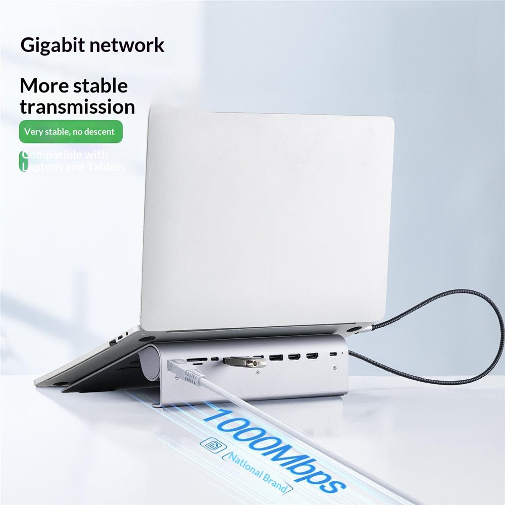 2601 Laptop Stand with Docking Station 11 in 1 PD 100W 4K HD DP RJ45 USB-C Hub