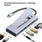 2605 USB 3.2 Hub 8-i-1 Type-C Dockingstation Kortlæser 4K HD M.2 NVMe Kabinet til Bærbar