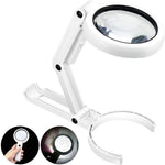 Handheld Desktop Dual-Use LED Magnifier 5x 11x Magnification Foldable Reading Magnifying Glass for Antique Reading