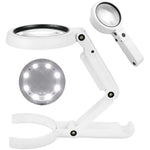 Handheld Desktop Dual-Use LED Magnifier 5x 11x Magnification Foldable Reading Magnifying Glass for Antique Reading