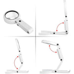 Handheld Desktop Dual-Use LED Magnifier 5x 11x Magnification Foldable Reading Magnifying Glass for Antique Reading