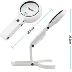 Handheld Desktop Dual-Use LED Magnifier 5x 11x Magnification Foldable Reading Magnifying Glass for Antique Reading
