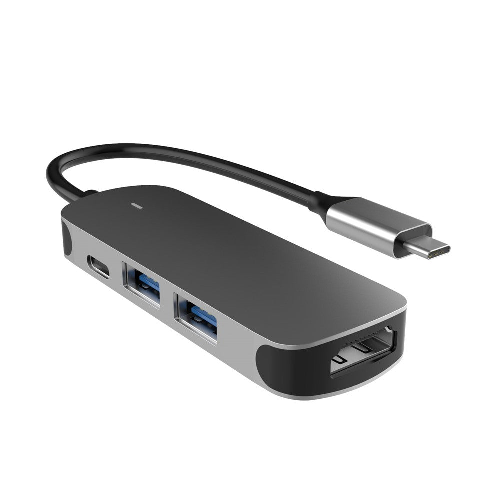 TX4H Type-C Hub to 4K HD Video Output+Type-C Charging+USB 3.0+USB 2.0, 4-In-1 USB-C Dock Expansion Station for Cellphone Computer