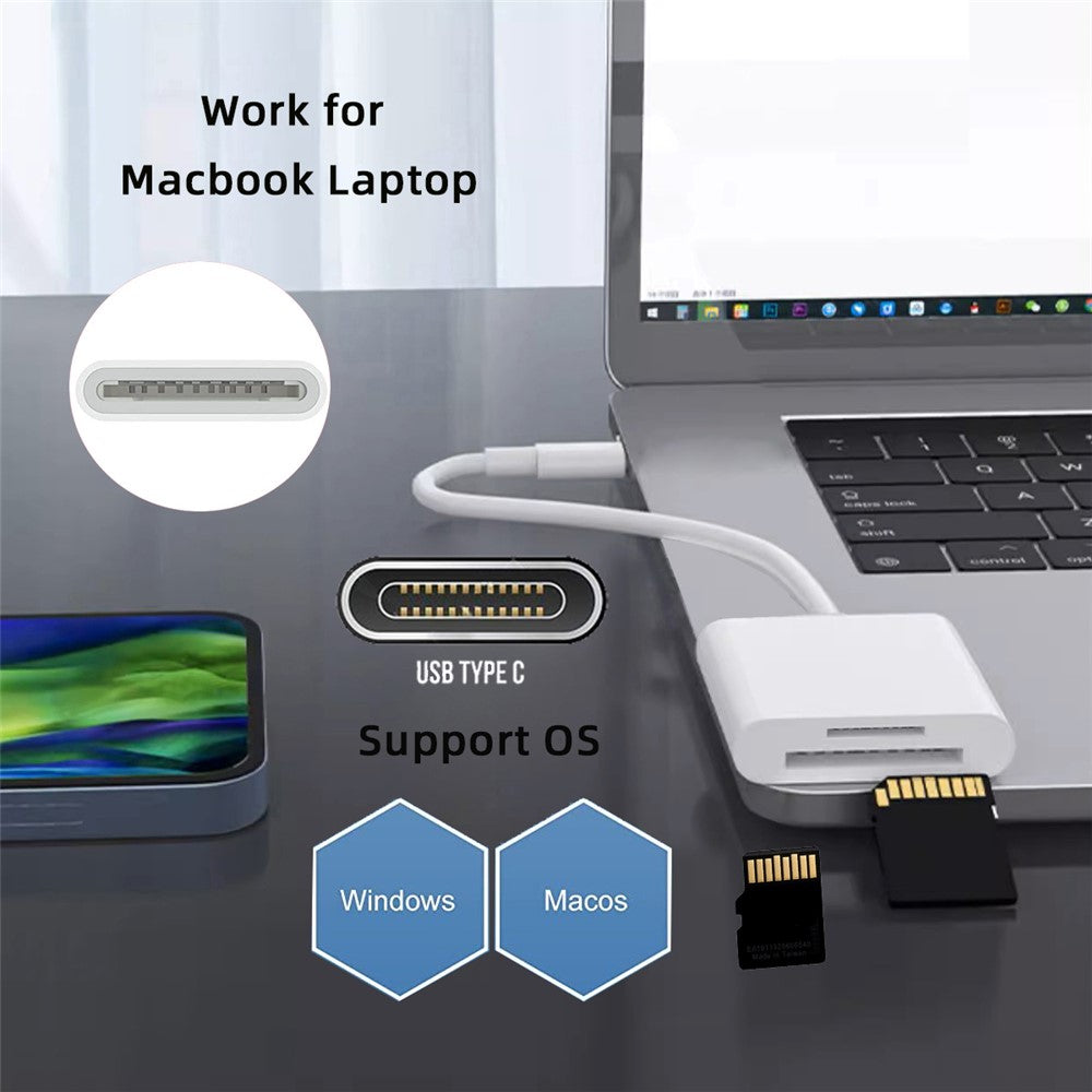 UC-155-SD002 USB 2.0 USB-C to TF Mini-SD SDXC SDHC Card Reader for MacBook Laptop Tablet Phone