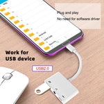 UC-155-TC004 Type C to 3.5mm Audio + Type-A USB2.0 OTG Female with PD Power Charge Adapter for Laptop Tablet Phone
