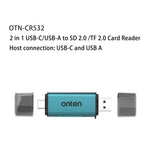 ONTEN CR532 2-in-1 USB-A / USB-C to SD2.0 / TF2.0 Card Reader Aluminum Alloy Dual Connector