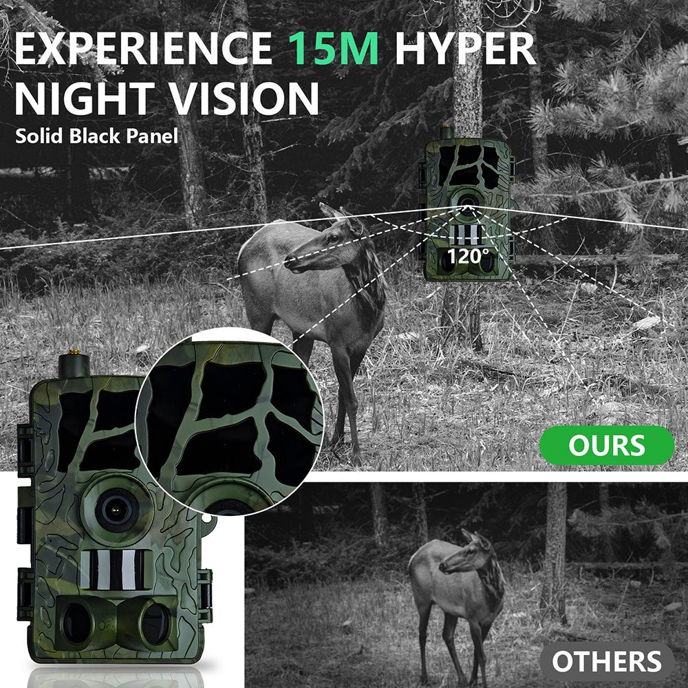 PR804LTE 4G Trail Camera 30MP 1080P Night Vision IP66 Waterproof Hunting Camera for Wildlife Scouting