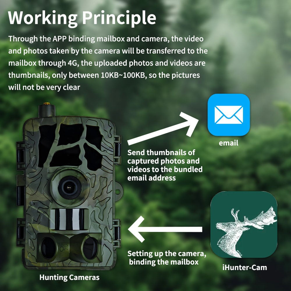 PR804LTE 4G Trail Camera 30MP 1080P Night Vision IP66 Waterproof Hunting Camera for Wildlife Scouting
