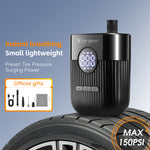 WEST BIKING YP0711201 Elektrisk luftpumpe 150PSI Bærbar Minidækpumpe med LED-display til cykelmotorcykel