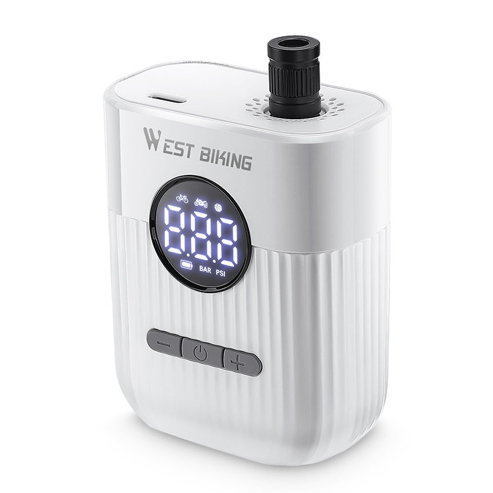 WEST BIKING YP0711201 Elektrisk luftpumpe 150PSI Bærbar Minidækpumpe med LED-display til cykelmotorcykel
