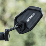 WEST BIKING 0720051B0001 Bicycle Left Rearview Mirror 360° Adjustable Rearview Mirror Carbon Fiber Back Plate for Bike