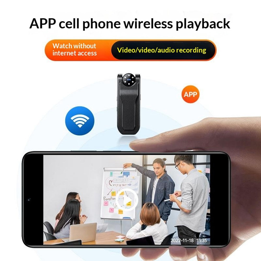 M23 4K Ultra HD Clip-on Mini Body Camera 180 graders roterande lins Nattseende WiFi Videoinspelare (utan TF-kort)