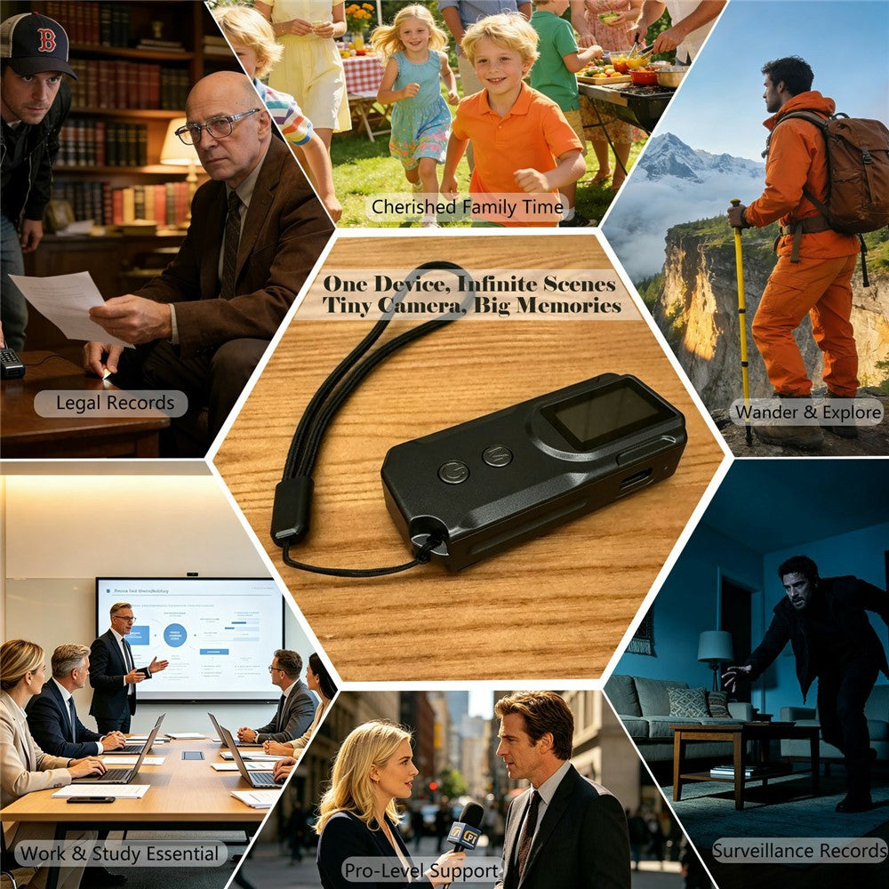 P100 Mini Camera 1080P HD Video Audio Recording Wearable Recorder with Lanyard