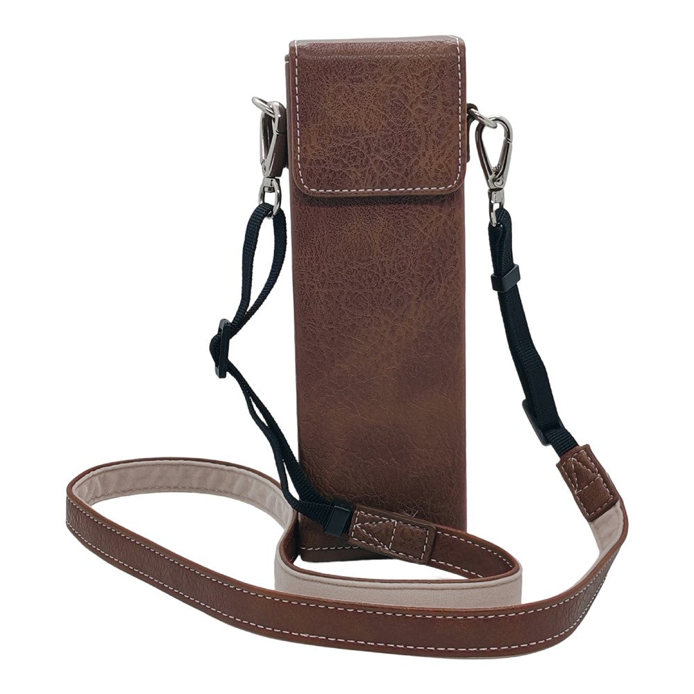 Portable Storage Bag for DJI Osmo Pocket 3 / Pocket 4 Buffalo Grain PU Leather Shockproof Carrying Case with Shoulder Strap