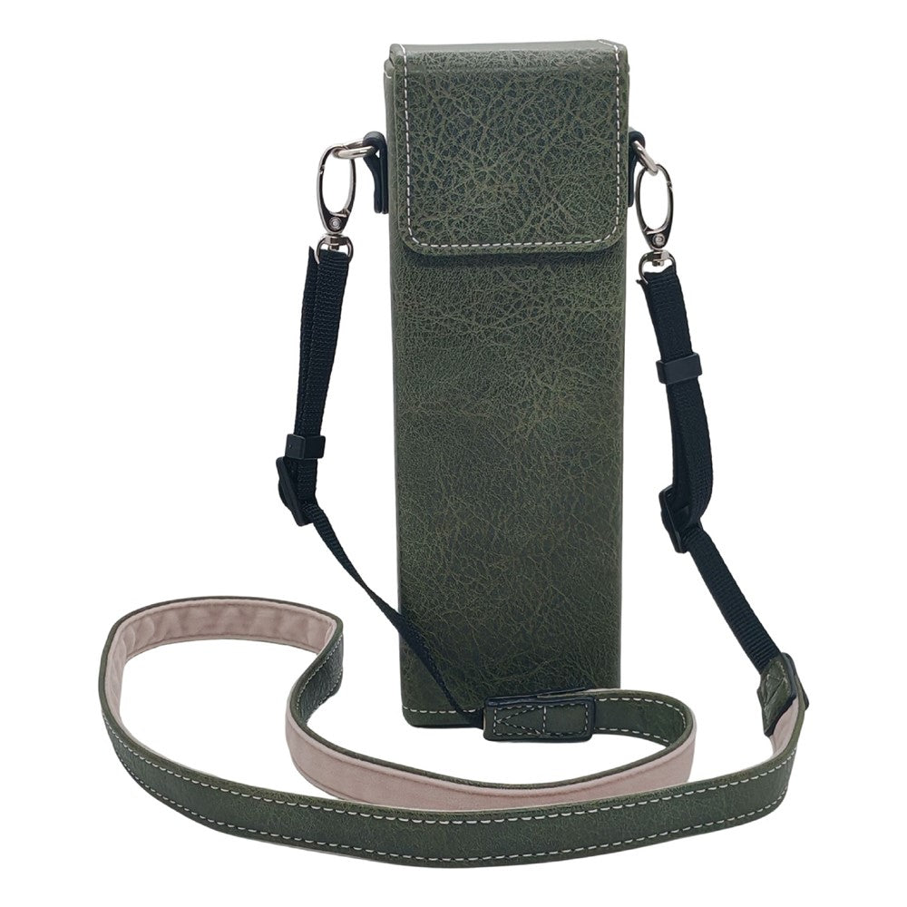 Portable Storage Bag for DJI Osmo Pocket 3 / Pocket 4 Buffalo Grain PU Leather Shockproof Carrying Case with Shoulder Strap